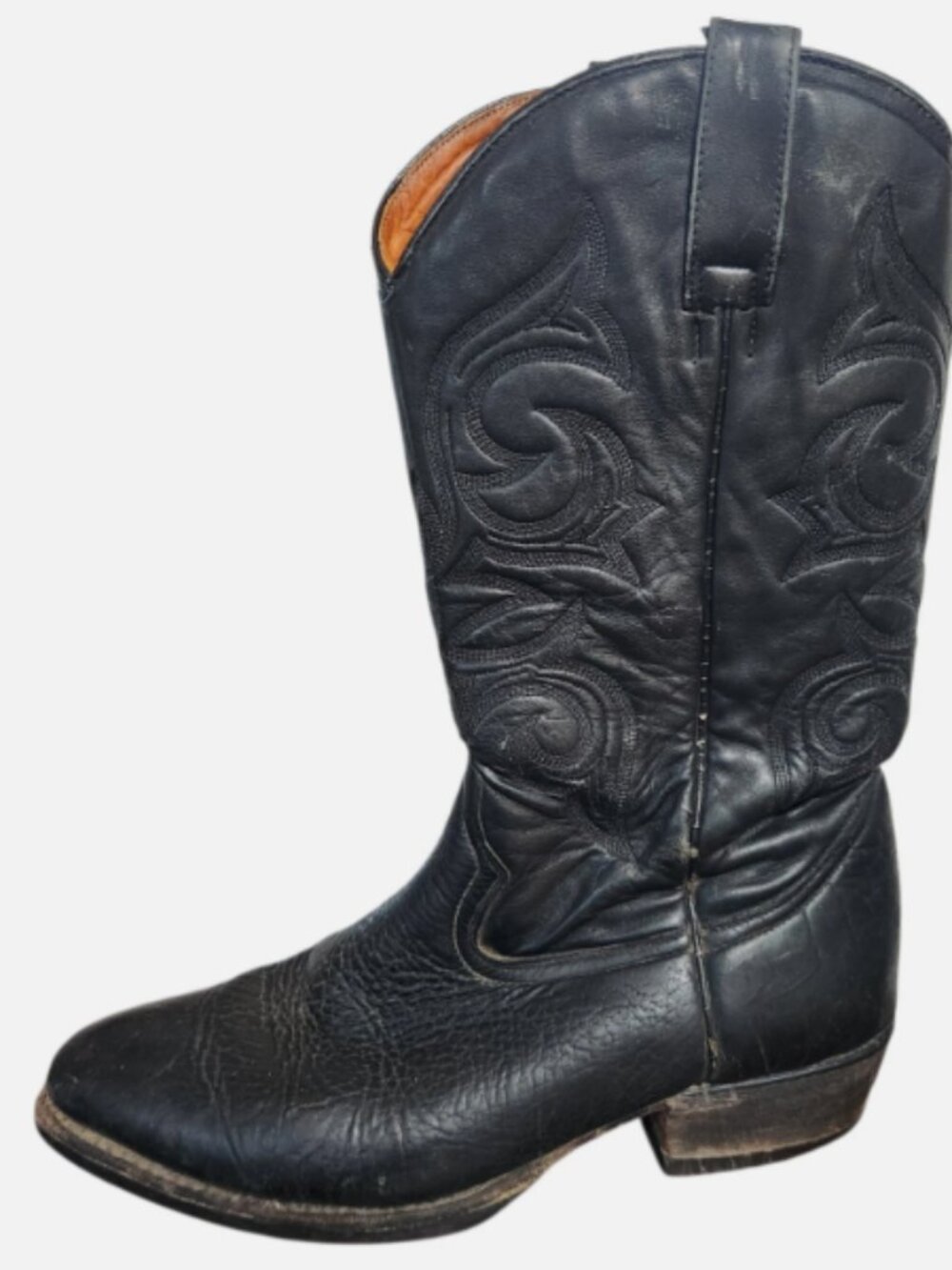 African Boots Mens Size 11 Black Buffalo Hide Western Cowboy Almond Toe